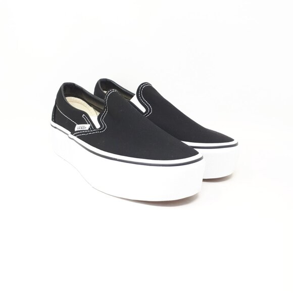 Vans Classic Slip-On Stackform Stacked Platform Shoe Sneaker Black Womens Size - Picture 4 of 11